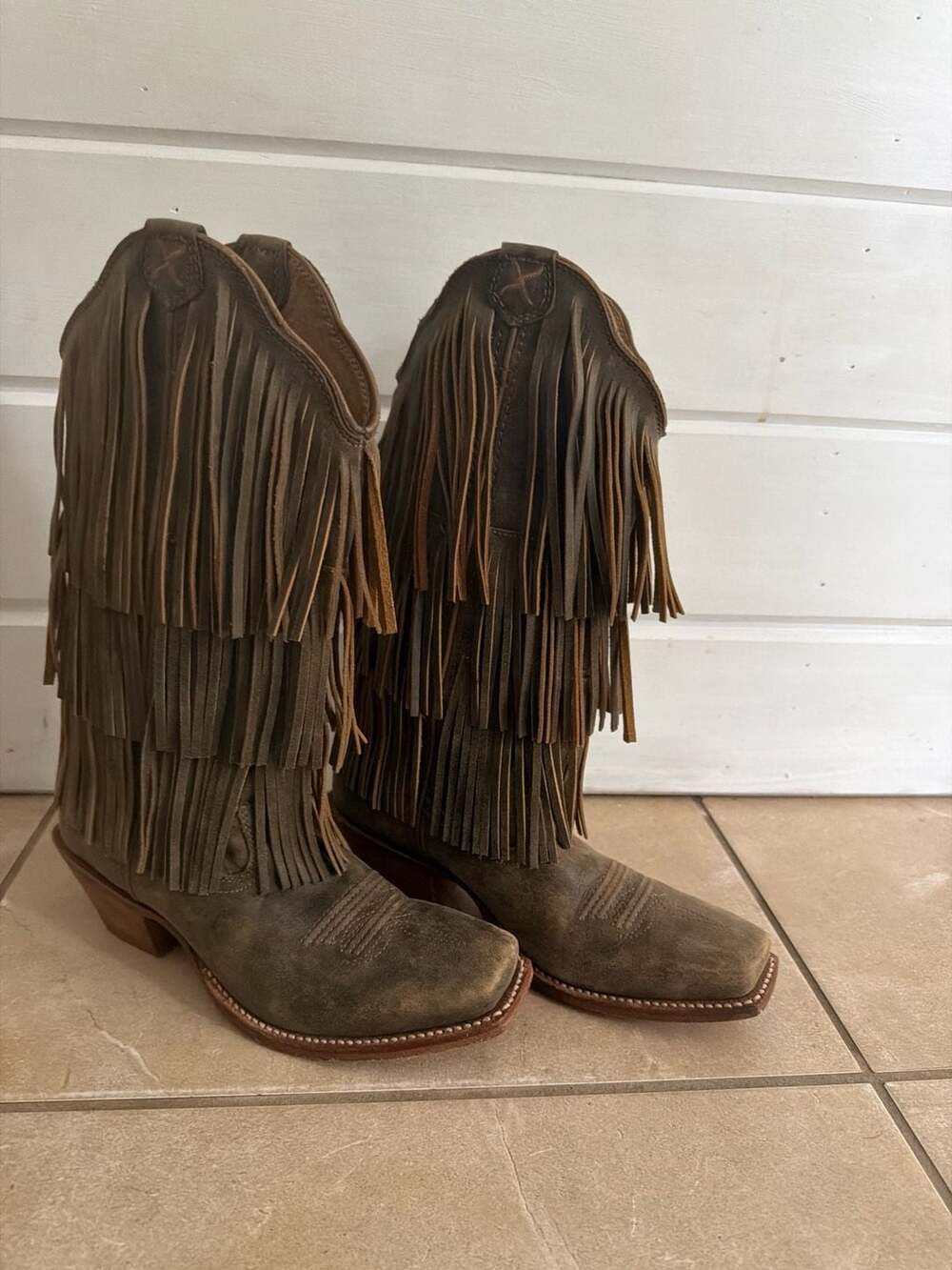 Fringe twisted x square toed boots size 6.5